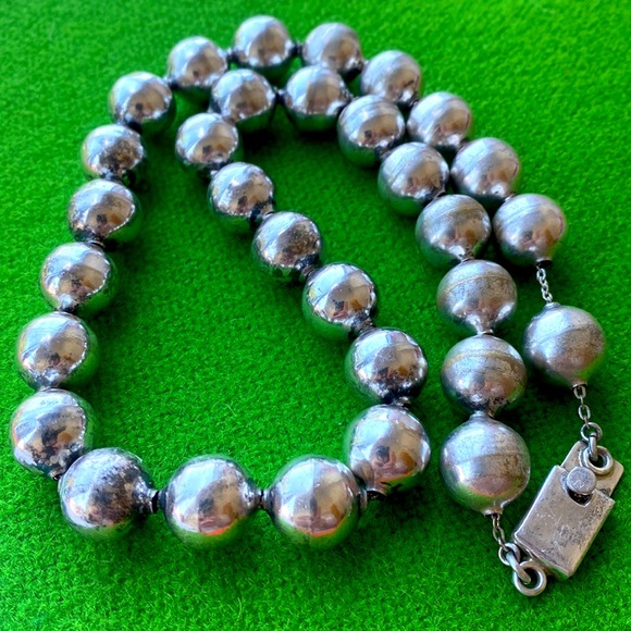 Mexico sterling silver large  bead ball necklace - Picture 1 of 9